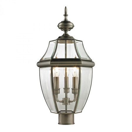 Thomas Ashford 3-Light Post Mount Lantern in Antique Nickel - Large 8603EP/80